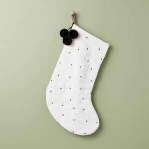 Set of Two - Hearth & Hand White Quilted Stocking with Black Star Embroidery